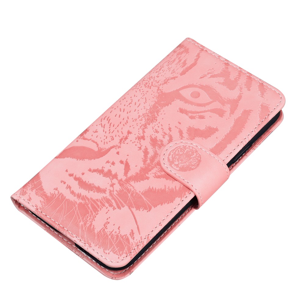 Tiger Pattern Imprinted PU Leather Drop-proof Cellphone Case Shell with Stand Wallet for Realme 8i - Pink-5