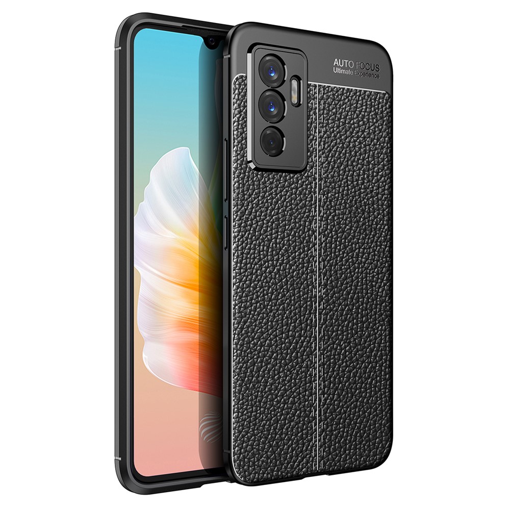 Litchi Texture Design Soft TPU Anti-Skip Protective Cover for vivo S10e - Black-1