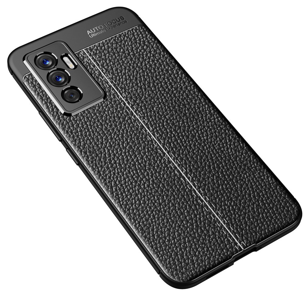 Litchi Texture Design Soft TPU Anti-Skip Protective Cover for vivo S10e - Black-2
