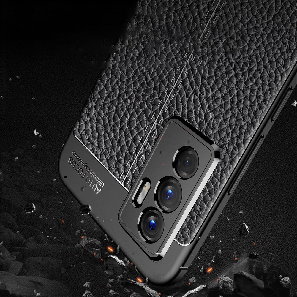 Litchi Texture Design Soft TPU Anti-Skip Protective Cover for vivo S10e - Black-4