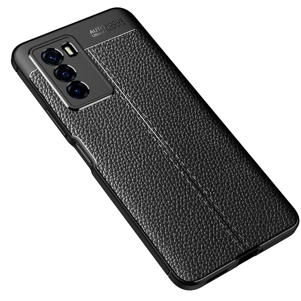 Litchi Texture Soft TPU Ultra Slim Shockproof Case Protective Shell for vivo T1 - Black-2