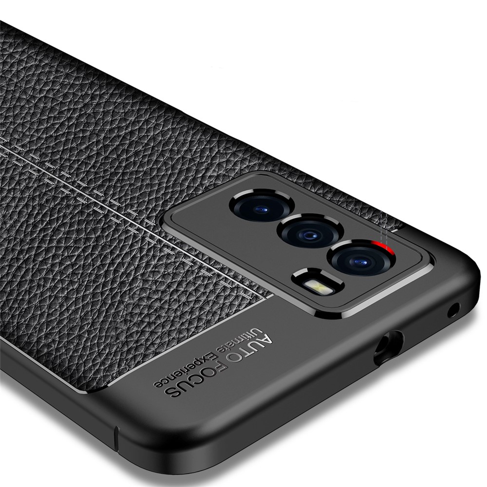 Litchi Texture Soft TPU Ultra Slim Shockproof Case Protective Shell for vivo T1 - Black-5