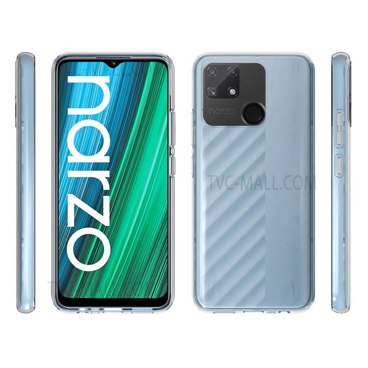 10Pcs/Pack Slim Fit Watermark Resistant Flexible TPU Clear Phone Case for Realme Narzo 50A-2