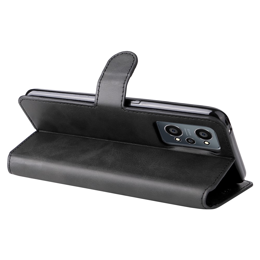 Drop-proof Wallet Stand PU Leather + TPU Full Protection Magnetic Clasp Phone Cover Case for Realme GT Neo2 - Black-6