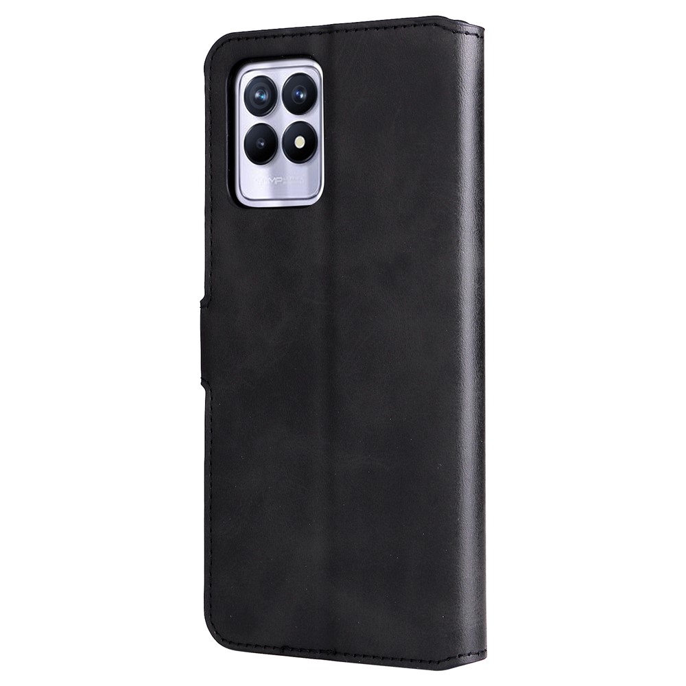 Shockproof Wallet Stand PU Leather + TPU Full Protection Magnetic Clasp Phone Cover Case for Realme 8i - Black-3