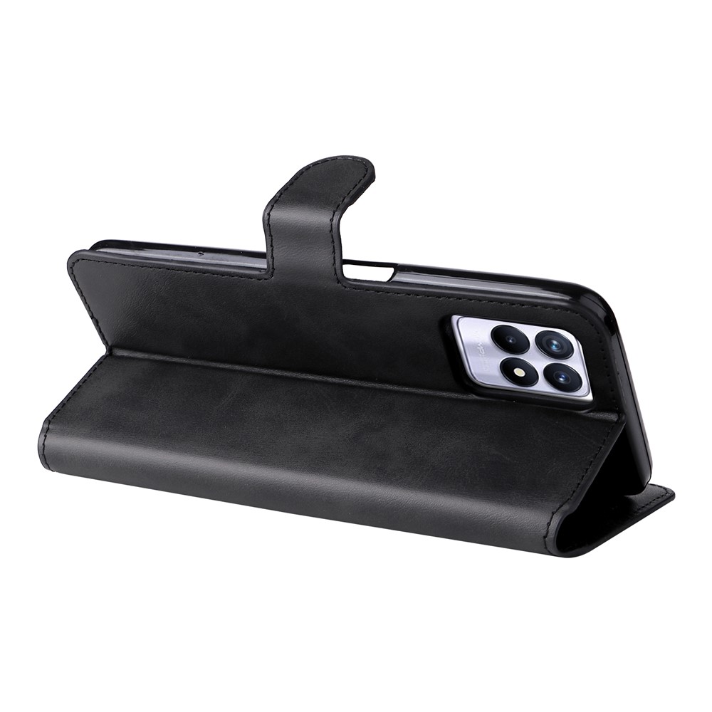 Shockproof Wallet Stand PU Leather + TPU Full Protection Magnetic Clasp Phone Cover Case for Realme 8i - Black-6