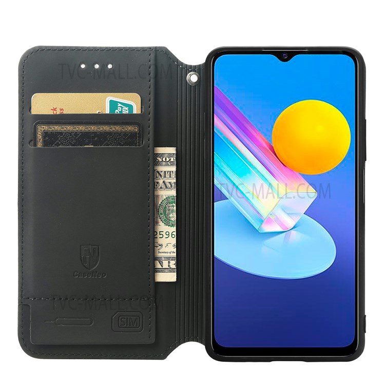 CASENEO 001 Series Automatic Closing RFID Blocking Function Pattern Printing Leather Wallet Drop-proof Phone Stand Cover for vivo Y72 5G - Colorful Honeycomb-12