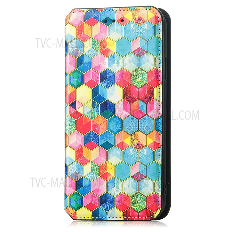 CASENEO 001 Series Automatic Closing RFID Blocking Function Pattern Printing Leather Wallet Drop-proof Phone Stand Cover for vivo Y72 5G - Magic Space-13