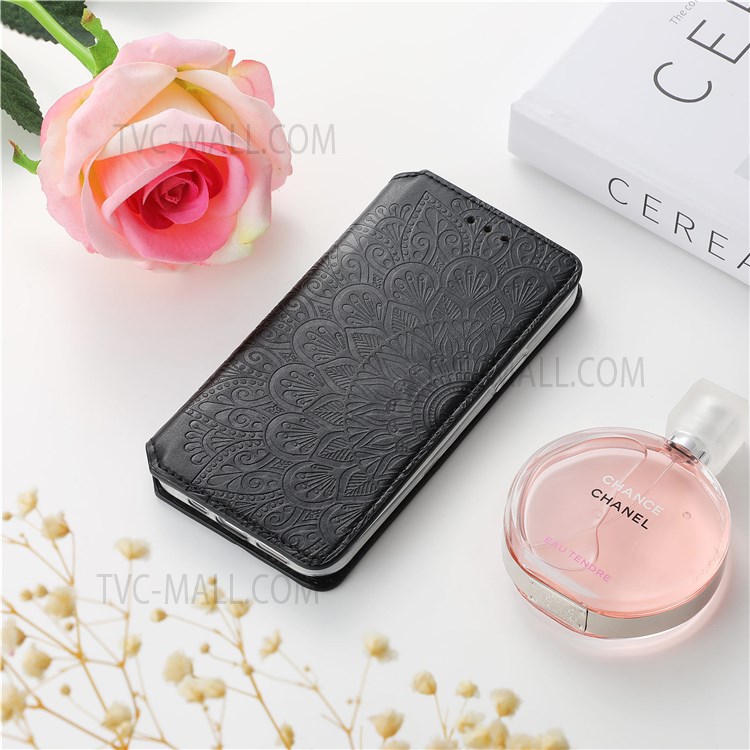 Auto Closing Magnetic Flip PU Leather Wallet Case Stand Mandala Imprinted Protective Cover for Oppo K9 Pro - Black-11