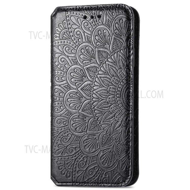 Auto Closing Magnetic Flip PU Leather Wallet Case Stand Mandala Imprinted Protective Cover for Oppo K9 Pro - Black-8