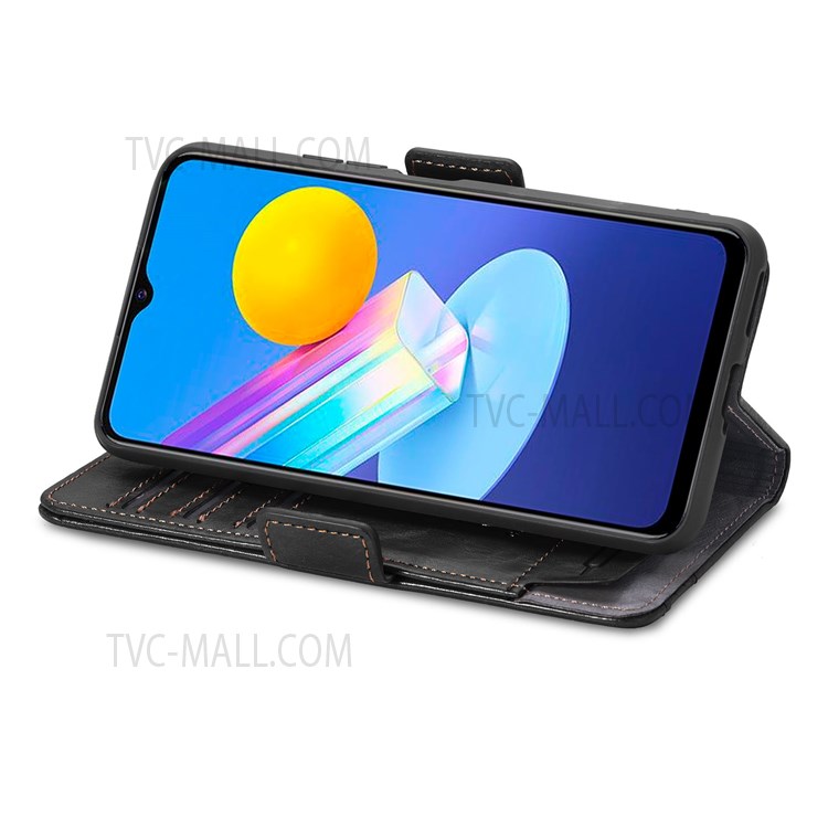 CASENEO 002 Series Phone Flip Cover Splicing PU Leather Magnetic Closure Phone Case Stand Wallet for vivo Y72 5G - Black-8