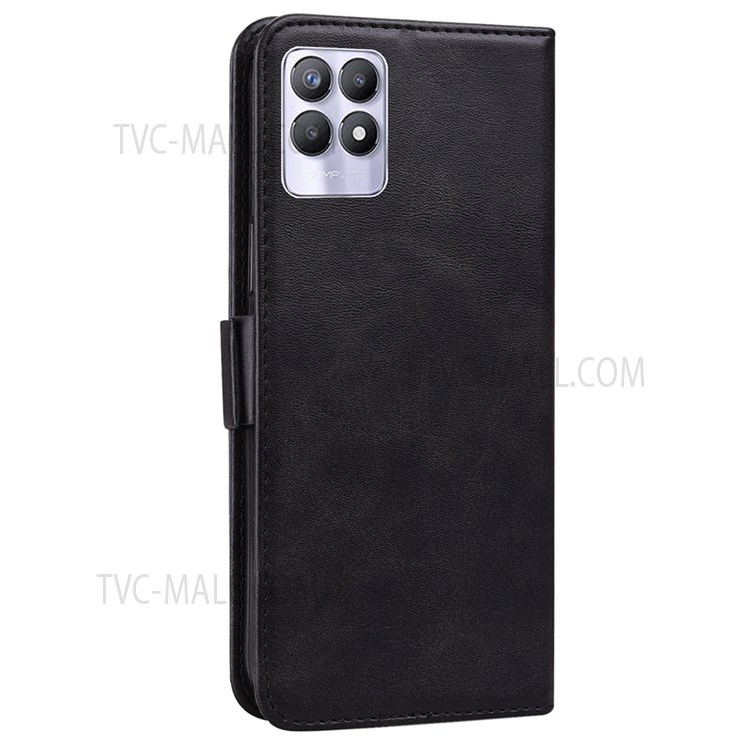 Cute Cat Butterfly Imprinting PU Leather Wallet Stand Phone Drop-proof Case Shell with Hand Strap for Realme 8i - Black-3