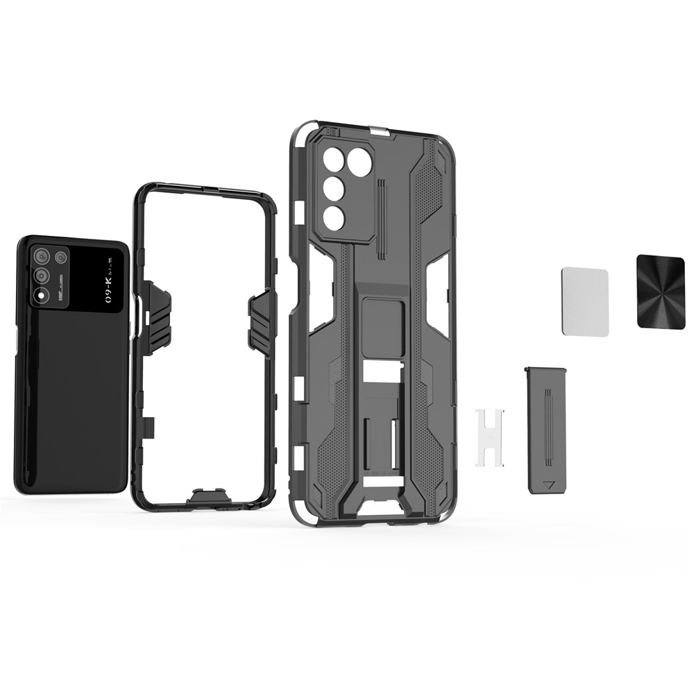 Dual-Layer Soft Flexible TPU + Hard PC Protective Phone Case with Kickstand for Oppo K9s 5G - Red-4