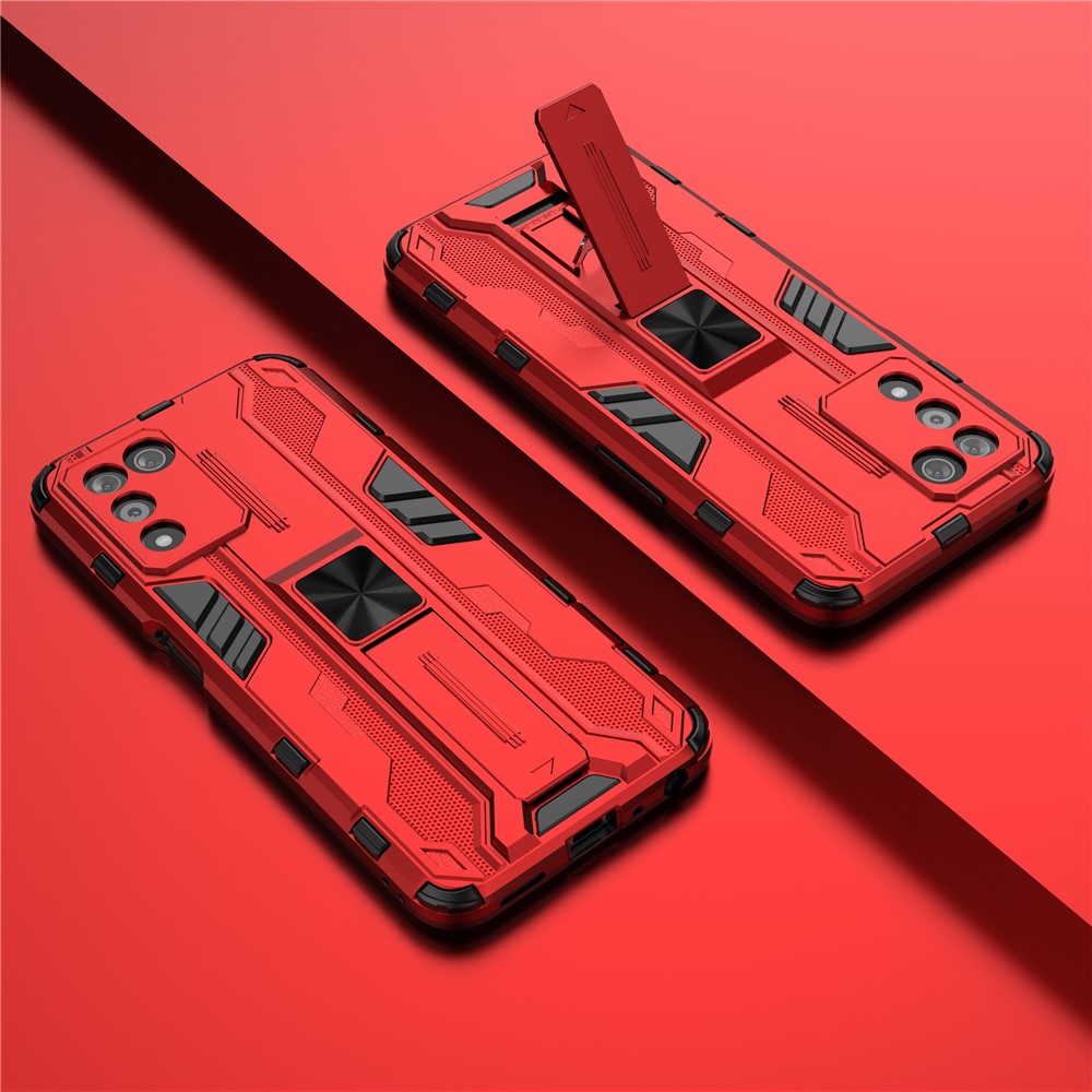 Dual-Layer Soft Flexible TPU + Hard PC Protective Phone Case with Kickstand for Oppo K9s 5G - Red-7