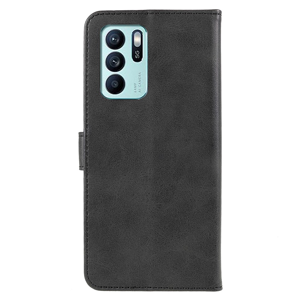 Lc. Imeeke Stand Dress Stand Design Magnético PU Cael de Capelo PU Com Carteira Para Oppo Reno6 Z - Preto