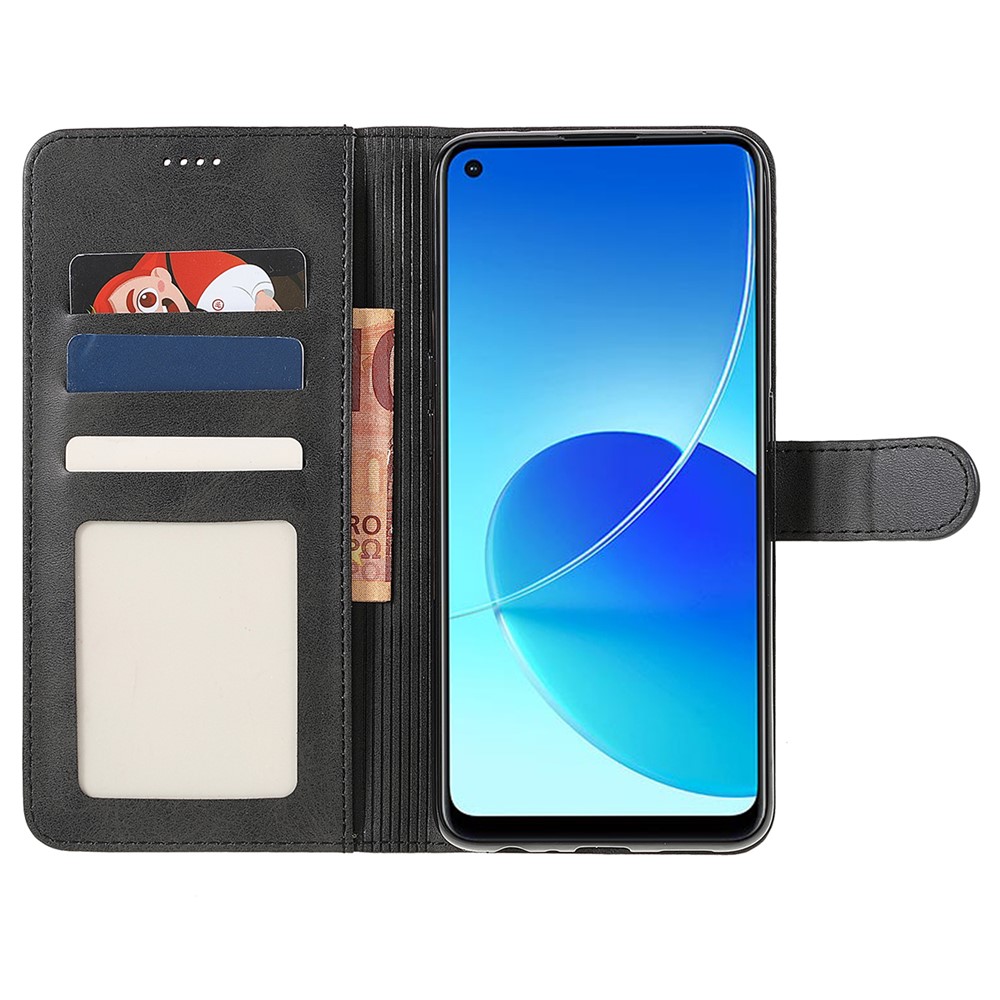 Lc. Imeeke Stand Dress Stand Design Magnético PU Cael de Capelo PU Com Carteira Para Oppo Reno6 Z - Preto