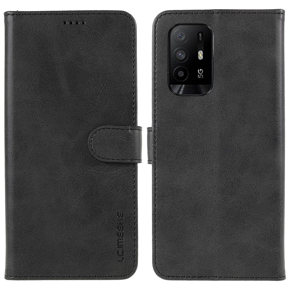 LC.IMEEKE PU Leather Foldable Stand Protective Phone Case Wallet Cover for Oppo A95 5G - Black-1