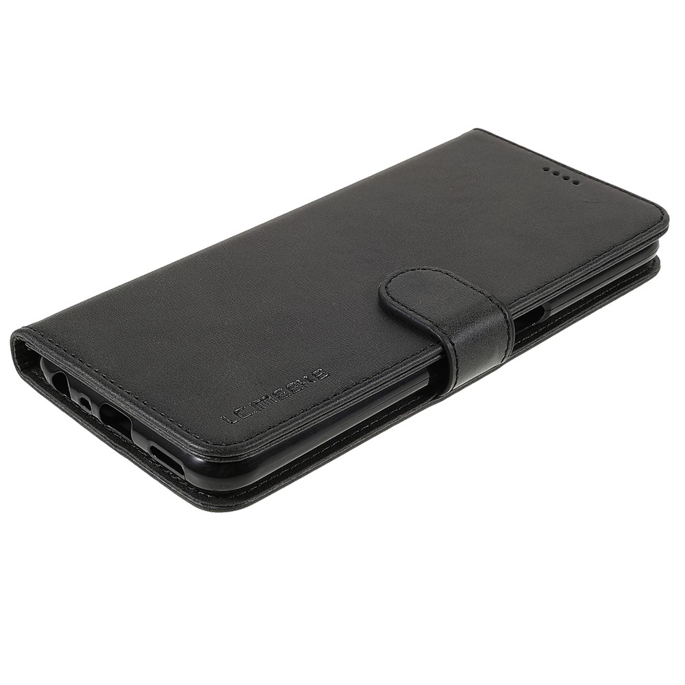 LC.IMEEKE Scratch-resistant PU Leather Shock Absorption Phone Case Wallet Stand Cover for Oppo A93s 5G - Black-4