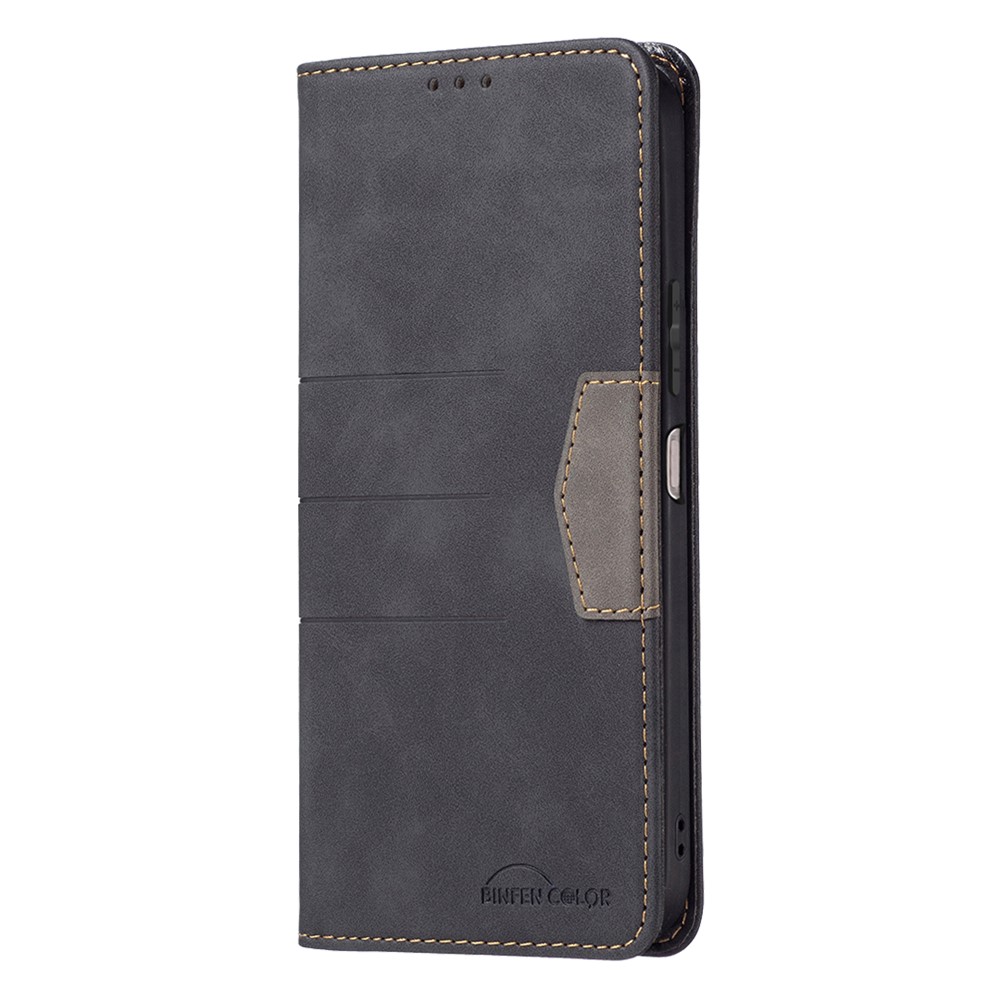 BINFEN COLOR Full Protection Phone Covering Shell Wallet Function Stand Design TPU+PU Leather Phone Case for vivo Y21 / Y21s / Y33s - Black-4