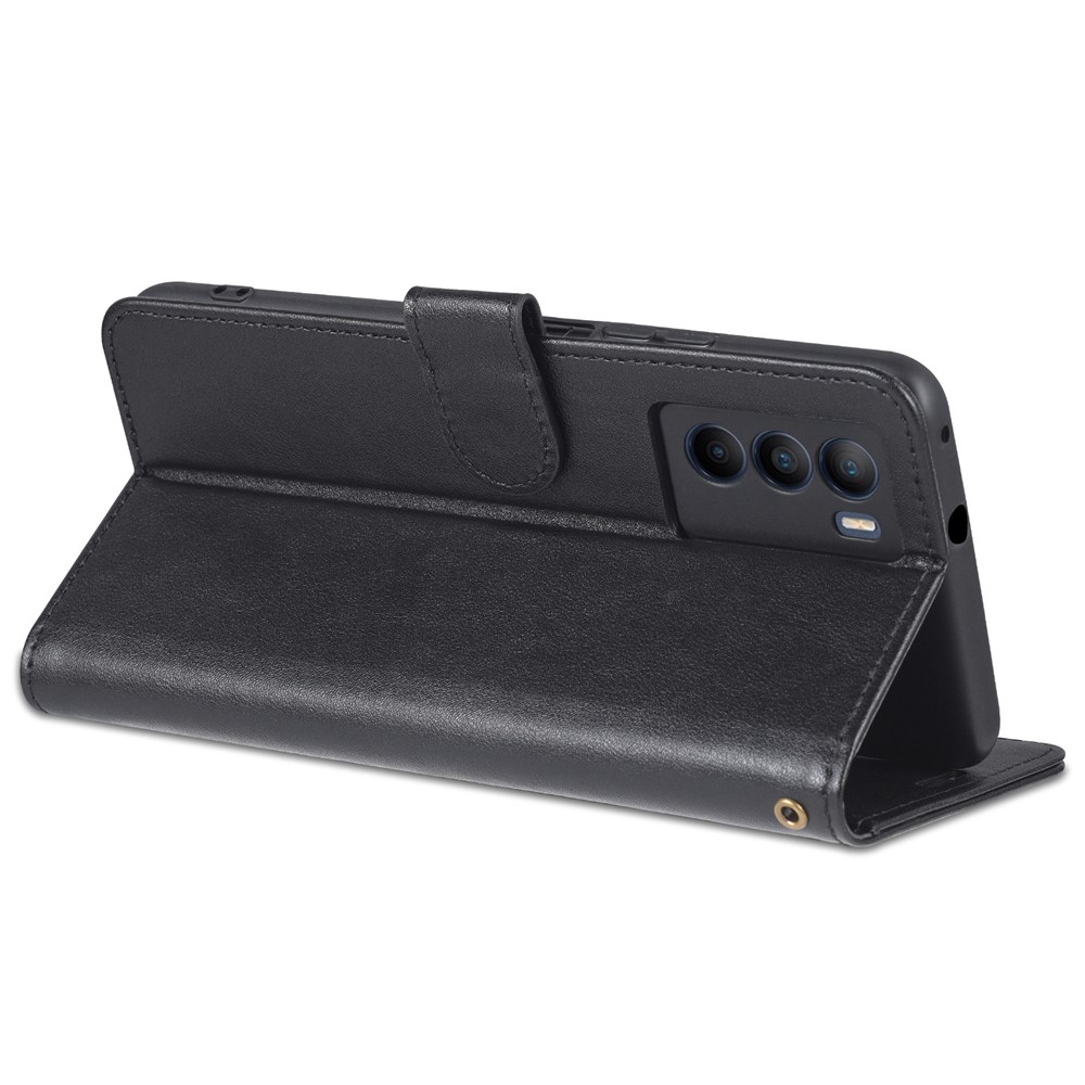 AZNS Dual-sided Magnetic Clasp PU Leather Stand Wallet Horizontal Flip Phone Cover for vivo T1 5G - Black-5