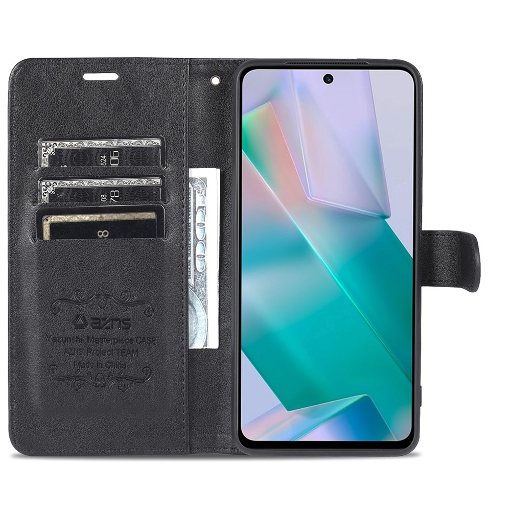 AZNS Dual-sided Magnetic Clasp PU Leather Stand Wallet Horizontal Flip Phone Cover for vivo T1 5G - Black-6