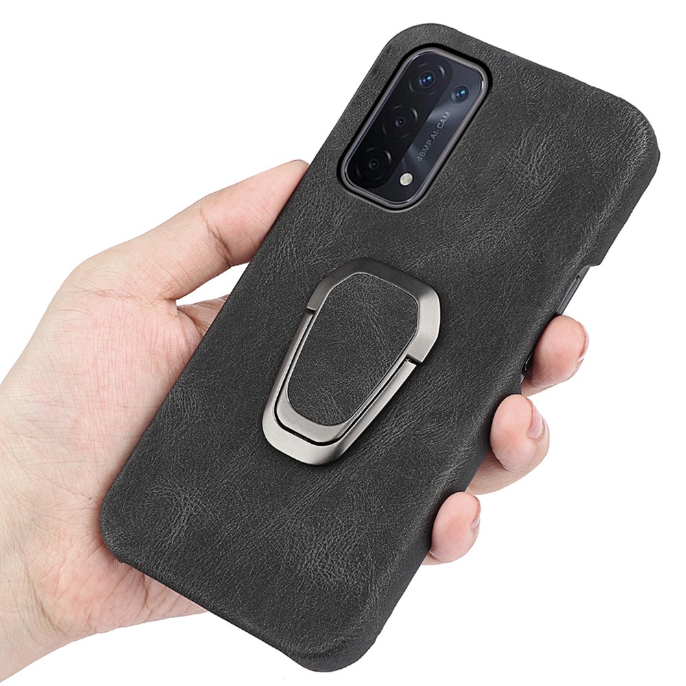 PU Leather Coated TPU Phone Case Scratch-proof Phone Protective Cover for Oppo A54 5G/A93 5G/A74 5G - Black-4
