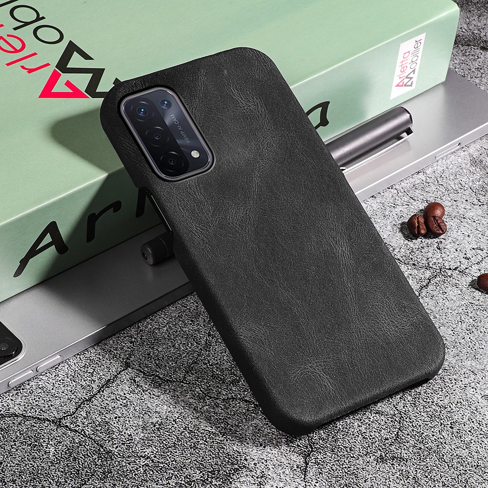 PU Leather Coated TPU Phone Case Scratch-proof Phone Protective Cover for Oppo A54 5G/A93 5G/A74 5G - Black-5