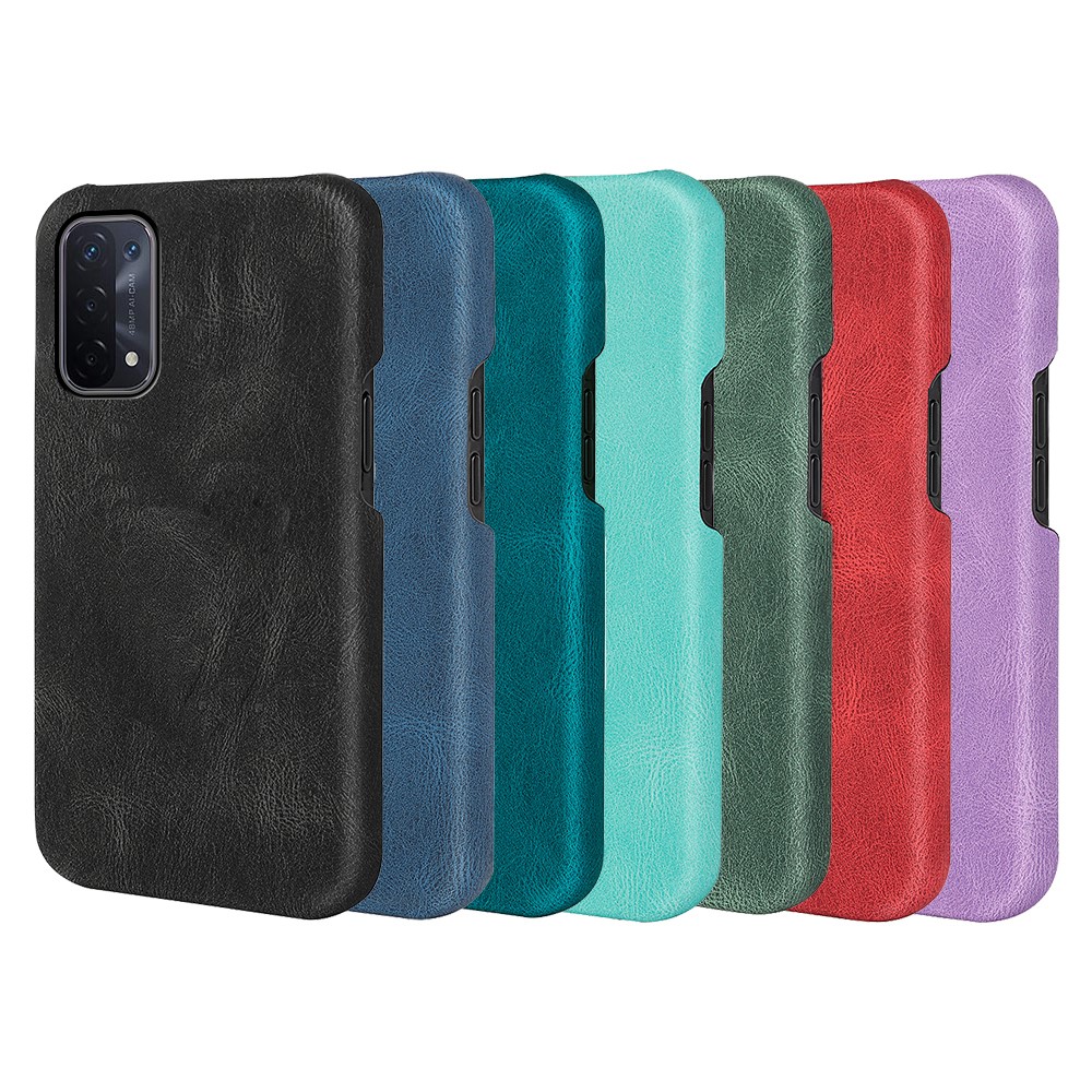PU Leather Coated TPU Phone Case Scratch-proof Phone Protective Cover for Oppo A54 5G/A93 5G/A74 5G - Black-6