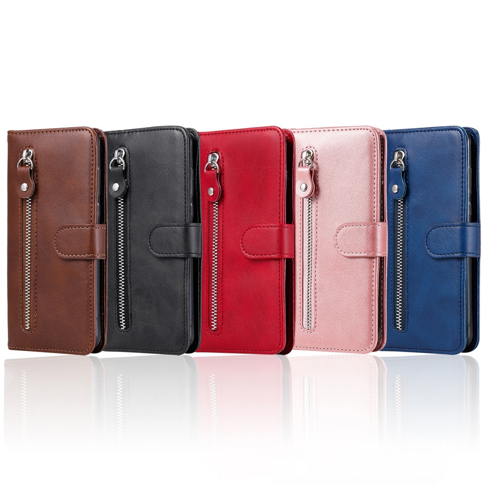 Shockproof Anti-scratch Phone Covering PU Leather Zippered Pocket Phone Case Coin Wallet Stand Folding Case for Realme C21Y/C21/C25Y - Blue-13
