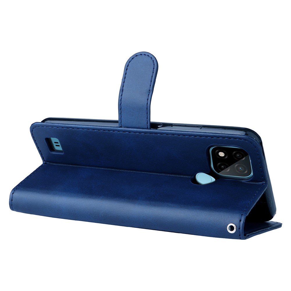 Shockproof Anti-scratch Phone Covering PU Leather Zippered Pocket Phone Case Coin Wallet Stand Folding Case for Realme C21Y/C21/C25Y - Blue-5