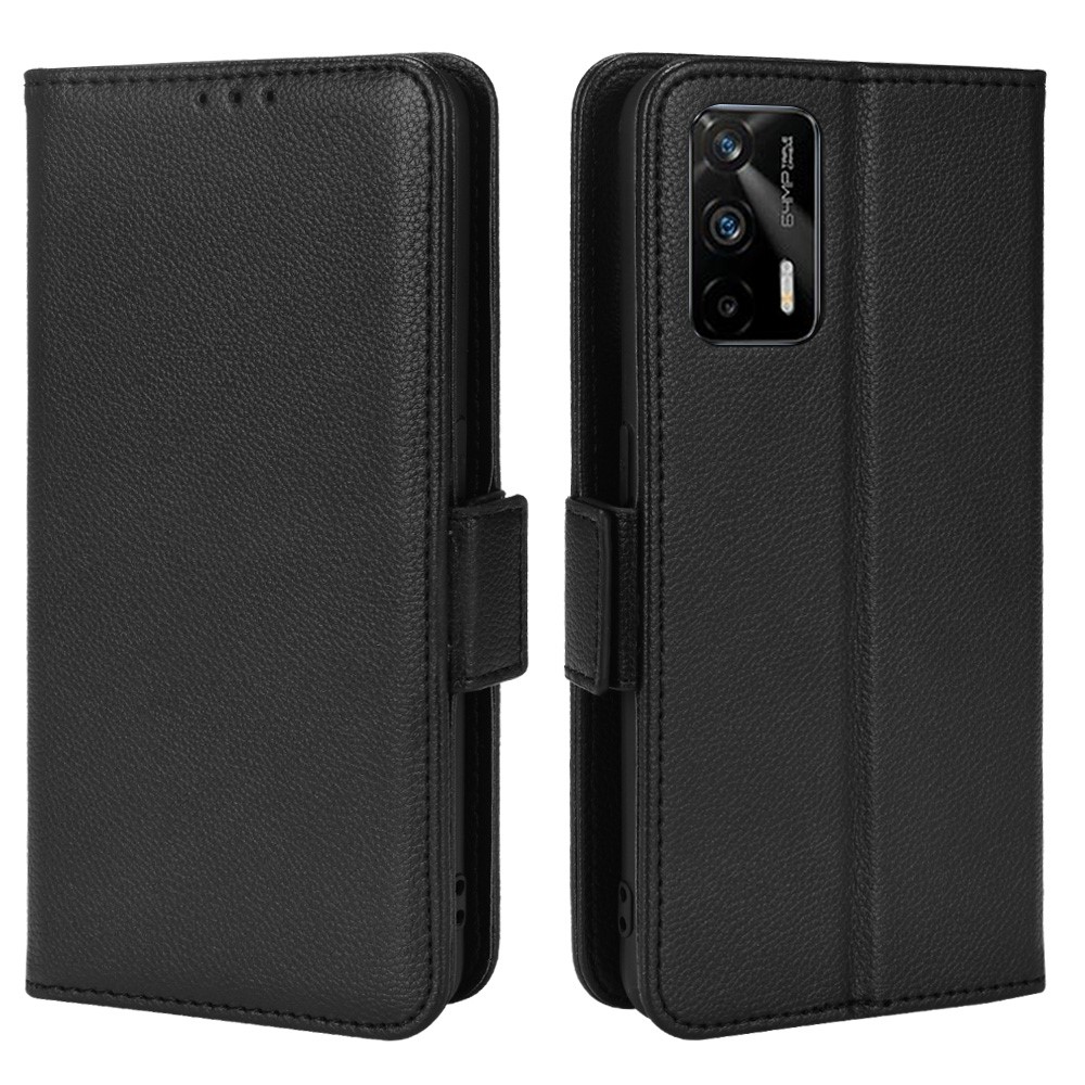 Litchi Texture PU Leather Shockproof Phone Cover Horizontal Stand Wallet Case for Realme GT Neo2T/GT 5G/GT Neo 5G/Q3 Pro 5G - Black-1