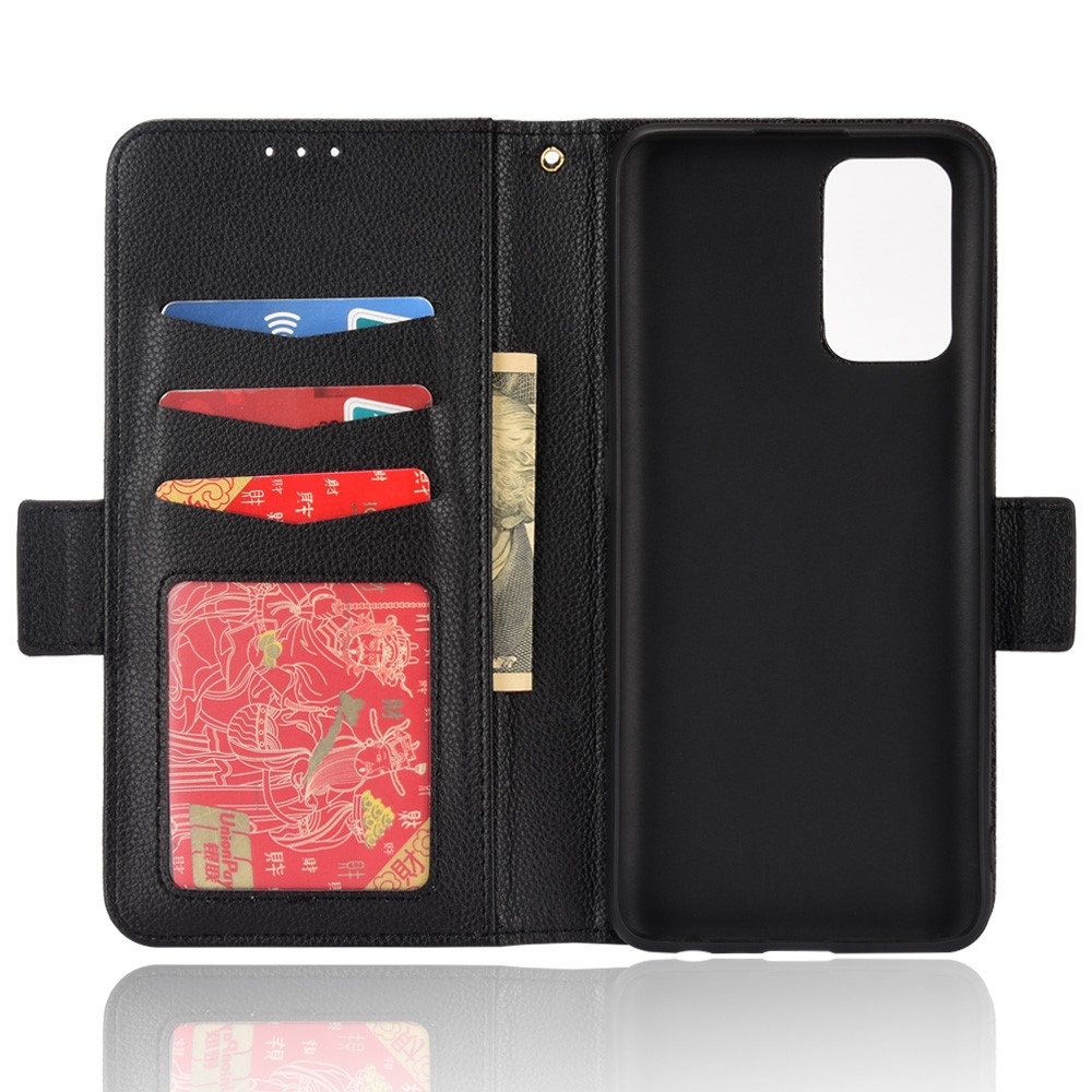 Litchi Texture PU Leather Shockproof Phone Cover Horizontal Stand Wallet Case for Realme GT Neo2T/GT 5G/GT Neo 5G/Q3 Pro 5G - Black-6