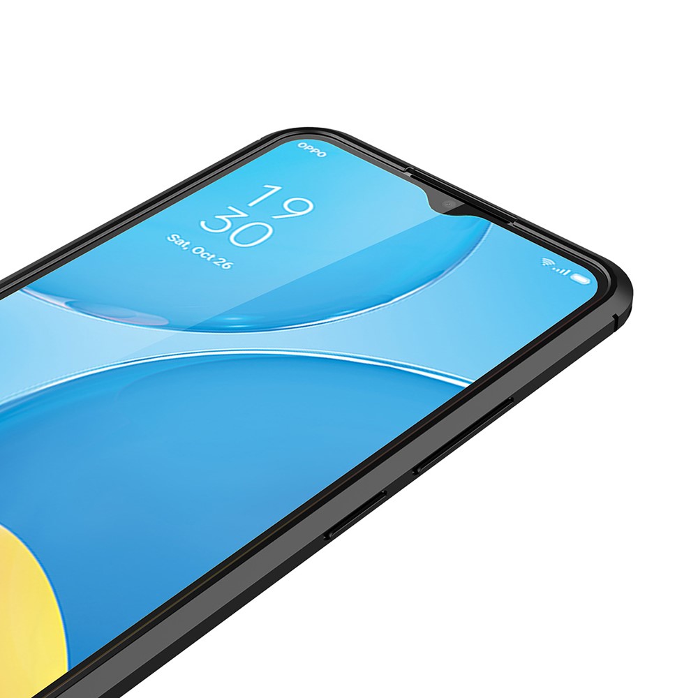 Slim Shock-Absorption Flexible TPU Litchi Texture Anti-Fingerprint Case for Oppo A16K - Black-5