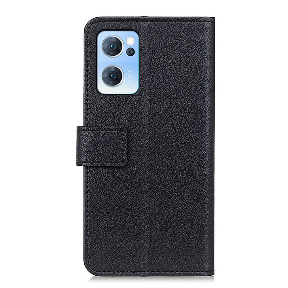 Magnetic Closure PU Leather Wallet Case Shockproof TPU Flip Folio Stand Cover for Oppo Reno7 5G - Black-3