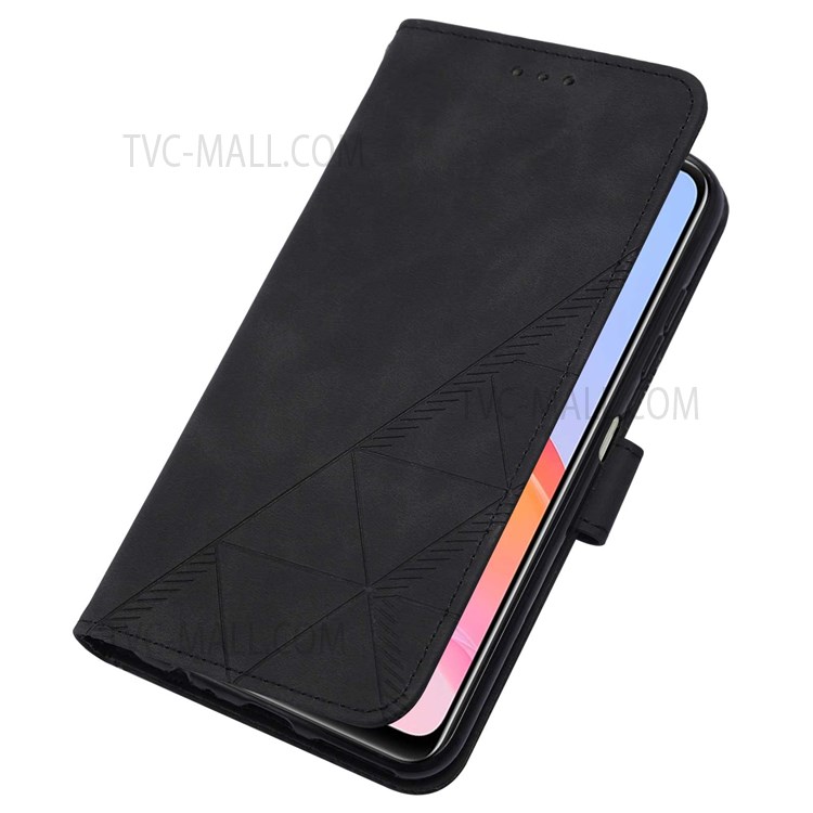 PB2-1 Series Business Imprinted PU Leather Phone Protector Scratch-proof Wallet Stand Phone Case with Shoulder Strap for vivo Y33s/Y21s/Y21 - Black-7