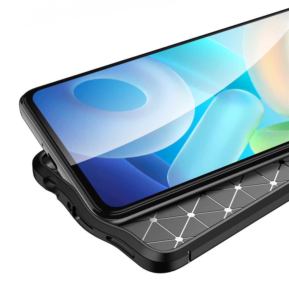Litchi Texture Slim Anti-drop Flexible TPU Anti-Fingerprint Phone Cover Case for vivo Y76s - Black-3