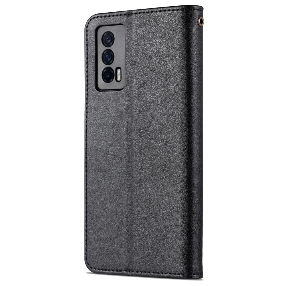 AZNS Textured Leather Case Stand Wallet All-round Protection Phone Cover for vivo iQOO Neo5 - Black-3