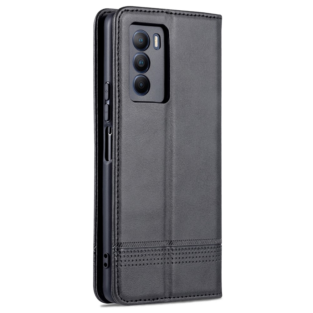 AZNS Wallet Stand Phone Case TPU Interior PU Leather Magnetic Absorption Flip Cover for vivo T1 5G - Black-3