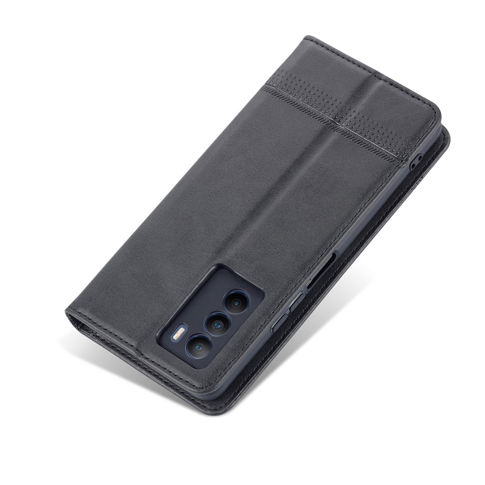 AZNS Wallet Stand Phone Case TPU Interior PU Leather Magnetic Absorption Flip Cover for vivo T1 5G - Black-8