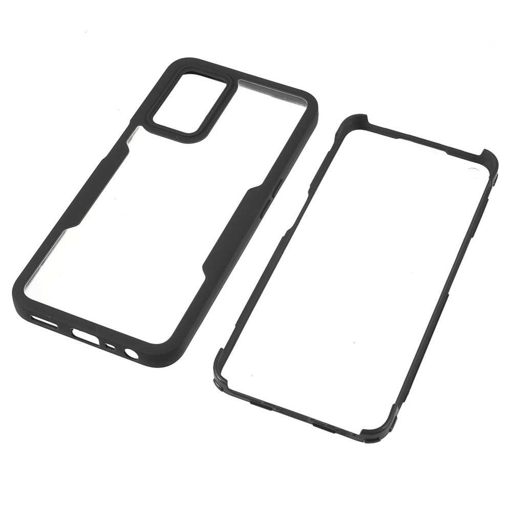 Drop-proof Well-protected PET Screen Protector + Acrylic Back Panel + TPU Frame Case for Oppo A16/A16S/A55 5G/A54 4G/A54s - Black-8
