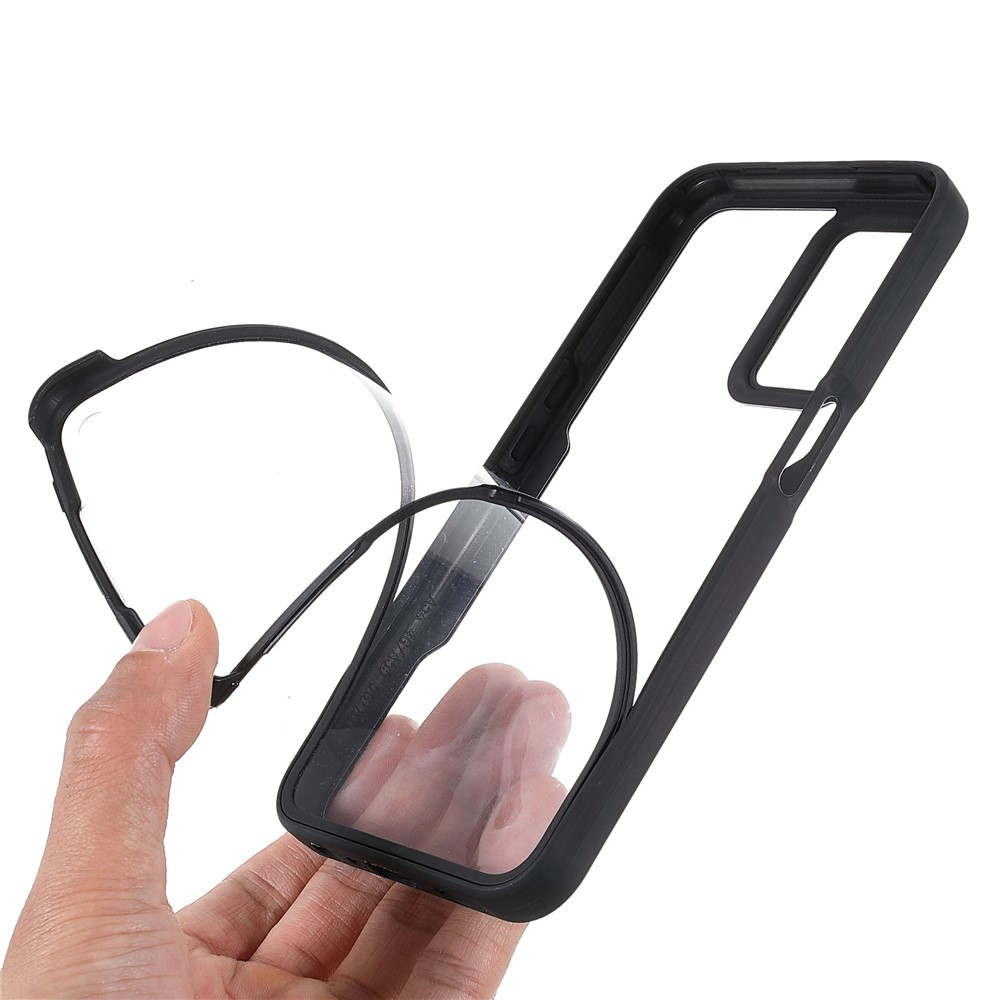 Drop-proof Well-protected PET Screen Protector + Acrylic Back Panel + TPU Frame Case for Oppo A16/A16S/A55 5G/A54 4G/A54s - Black-9