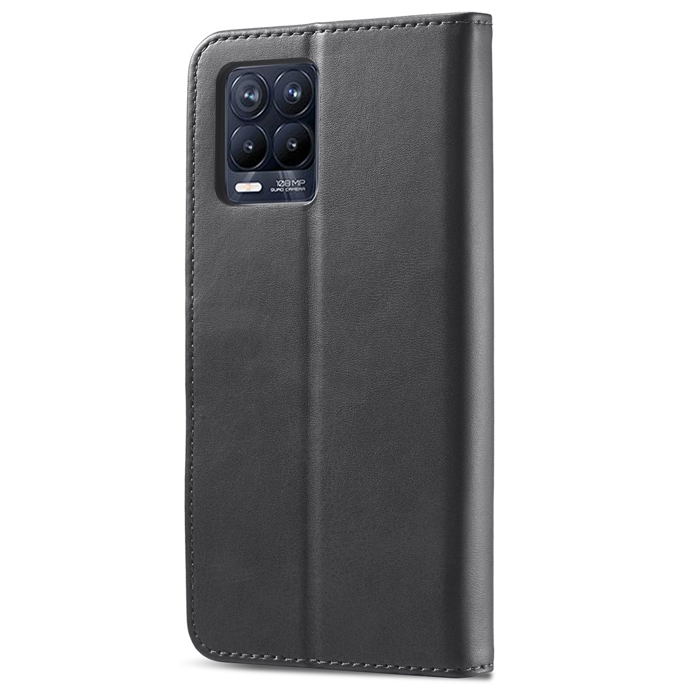 LC.IMEEKE PU Leather Flip Folio Stand Case Shockproof Wallet Phone Case Cover for Realme 8i - Black-3