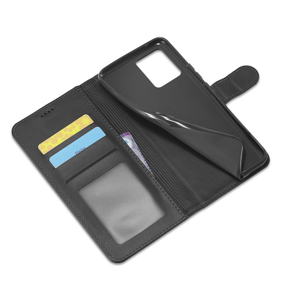 LC.IMEEKE PU Leather Flip Folio Stand Case Shockproof Wallet Phone Case Cover for Realme 8i - Black-7