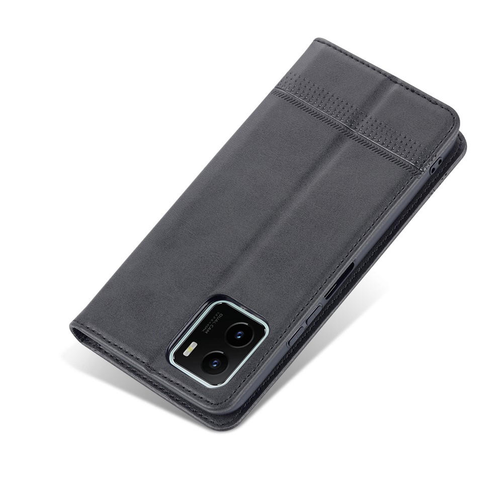 AZNS Magnetic Absorption PU Leather Flip Cover Stand Protective Wallet Phone Case for vivo Y15s - Black-10