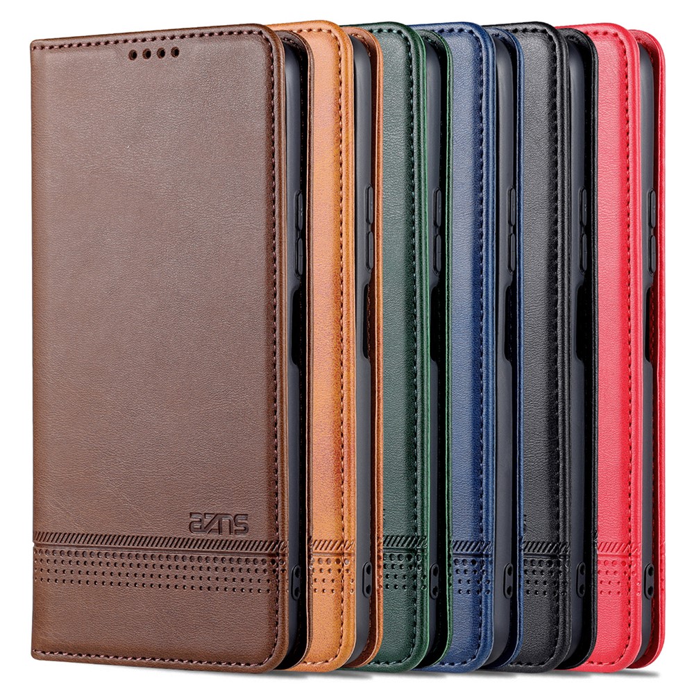 AZNS Magnetic Absorption PU Leather Flip Cover Stand Protective Wallet Phone Case for vivo Y15s - Black-12