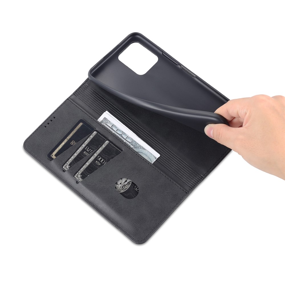 AZNS Magnetic Absorption PU Leather Flip Cover Stand Protective Wallet Phone Case for vivo Y15s - Black-9