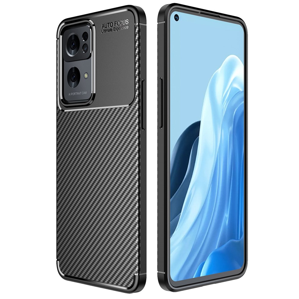 Textura de Textura de Textura de Textura de Carbono TPU Case Topa Casa Para Oppo Reno7 Pro 5G - Preto