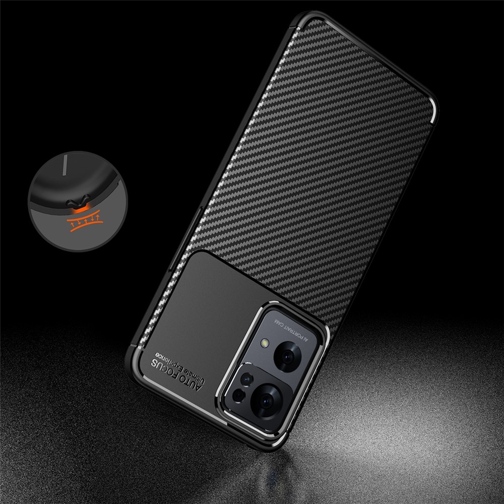 Carbon Fiber Texture Drop-resistant TPU Phone Case Cover for Oppo Reno7 Pro 5G - Black-5