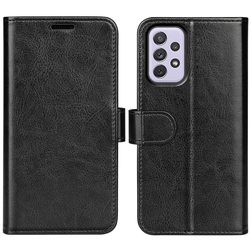 Crazy Horse Texture Non-slip Grip PU Leather + Inner TPU Shell Stand Wallet Flip Phone Case for Samsung Galaxy A73 5G - Black-1