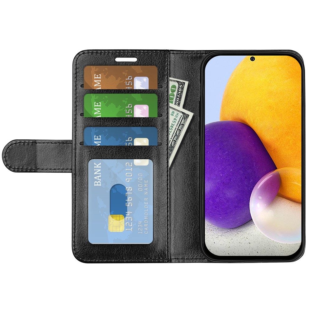 Crazy Horse Texture Non-slip Grip PU Leather + Inner TPU Shell Stand Wallet Flip Phone Case for Samsung Galaxy A73 5G - Black-4